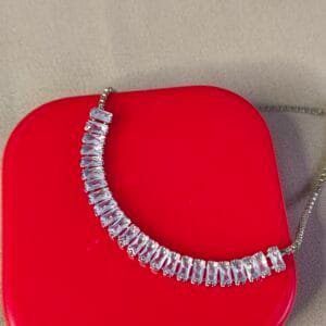 Designer AD studded platinum plated chain bracelet