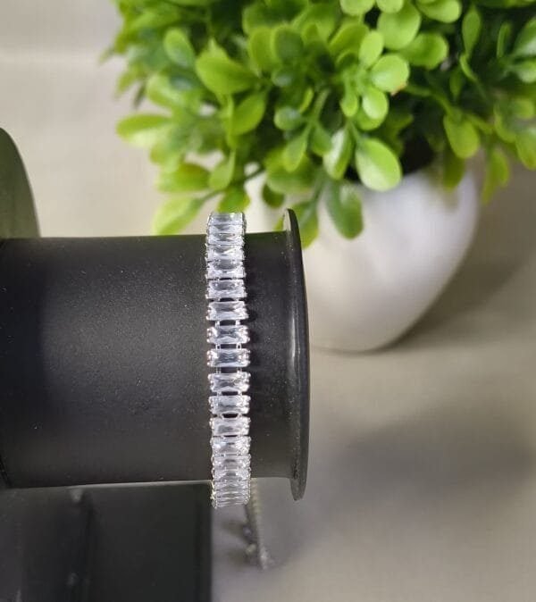 Designer AD studded platinum plated chain bracelet