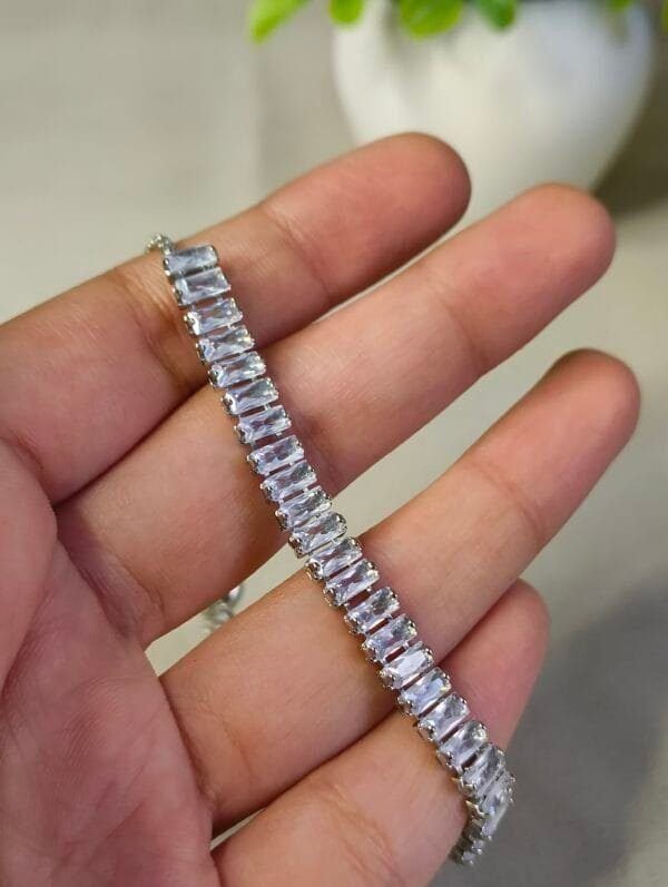 Designer Ad studded platinum plated chain bracelet