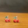 Gold plated Cherries Enamel Trendy Earrings