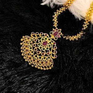 One Gram Gold plated Ruby Emerald Chain Necklace