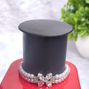 Designer Ad studded Faux Pearls chain bracelet