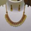 1Gram Gold Plated Ruby Emerald Faux Pearls Necklace Earrings