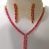 22 Carat Designer Gold Plated Ruby Necklace Earrings