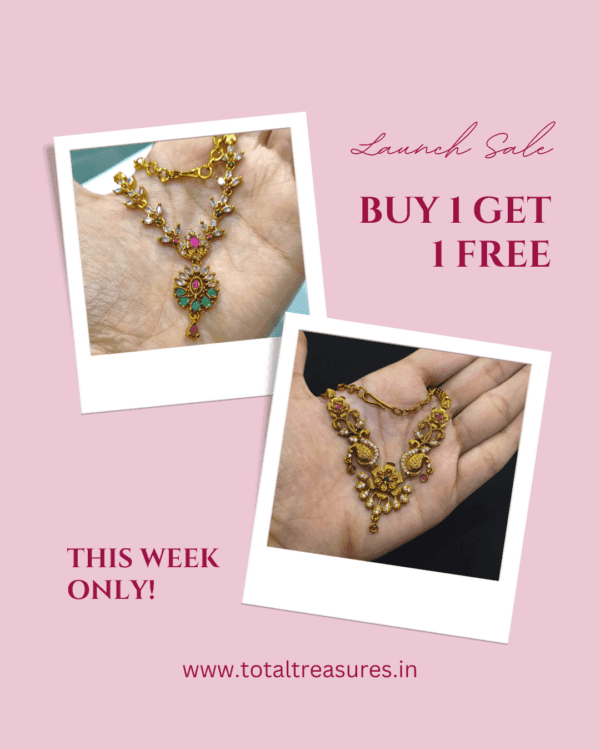 1gram Gold Plated AD Studded Jewellery Set - Combo Offer - Buy 1 Get 1 Free