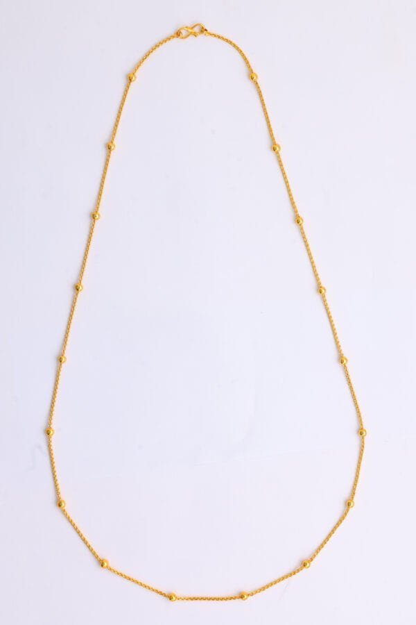 Micro Gold Plated Long Ball Chain – Elegant Lightweight Daily Wear Jewelry - Image 2