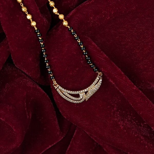 1 Gram Gold Plated CZ Studded Short Mangalsutra – Modern Daily Wear Design