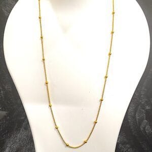 Micro Gold Plated Long Ball Chain – Elegant Lightweight Daily Wear Jewelry