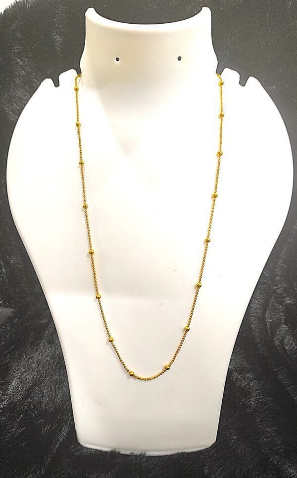 Micro Gold Plated Long Ball Chain – Elegant Lightweight Daily Wear Jewelry