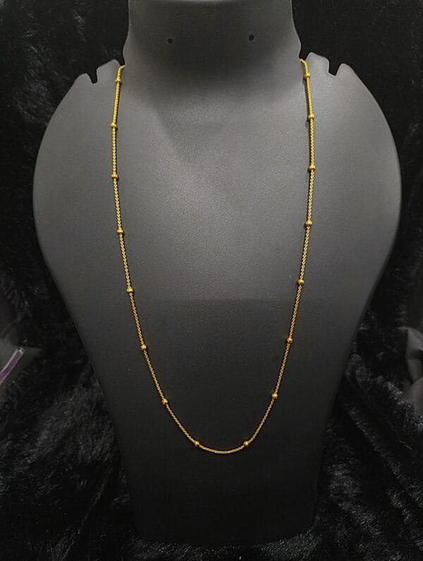 Micro Gold Plated Long Ball Chain – Elegant Lightweight Daily Wear Jewelry - Image 4