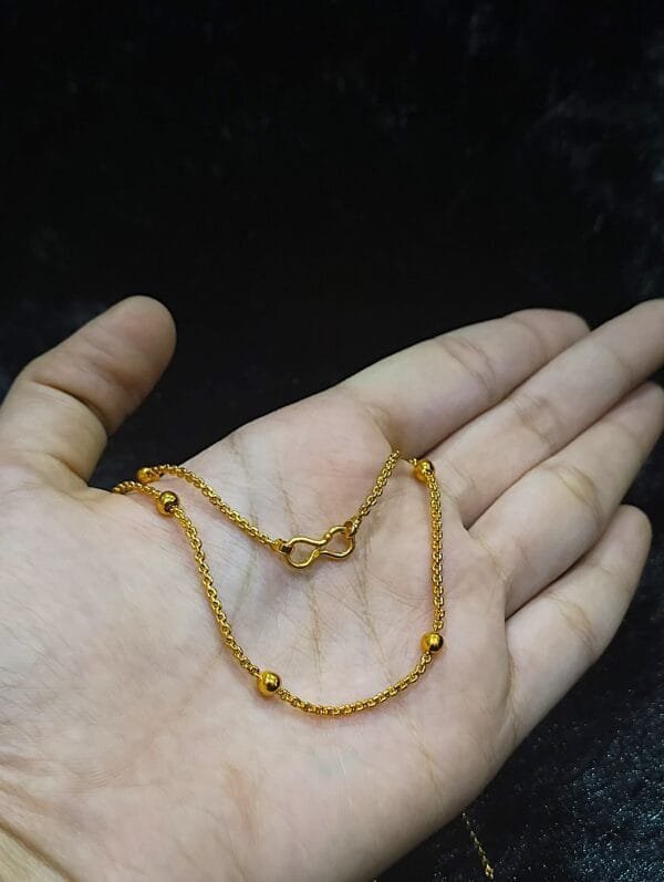 Micro Gold Plated Long Ball Chain – Elegant Lightweight Daily Wear Jewelry - Image 3