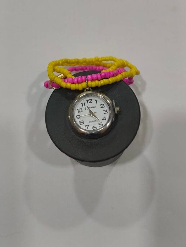 Stretchable Charm Bracelet Watch – Multi-Layer Beaded Design with Cute Charms - Image 4