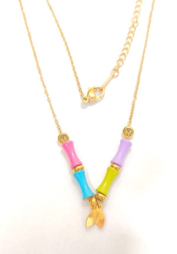 Minimal Anti Tarnish Multi Color Necklace - Image 3