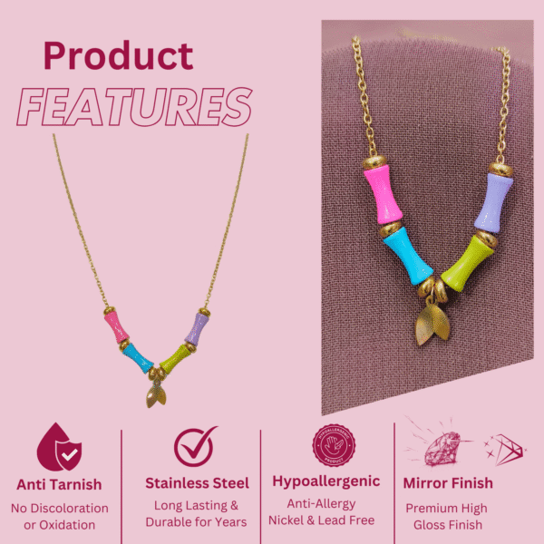 Minimal Anti Tarnish Multi Color Necklace - Image 6