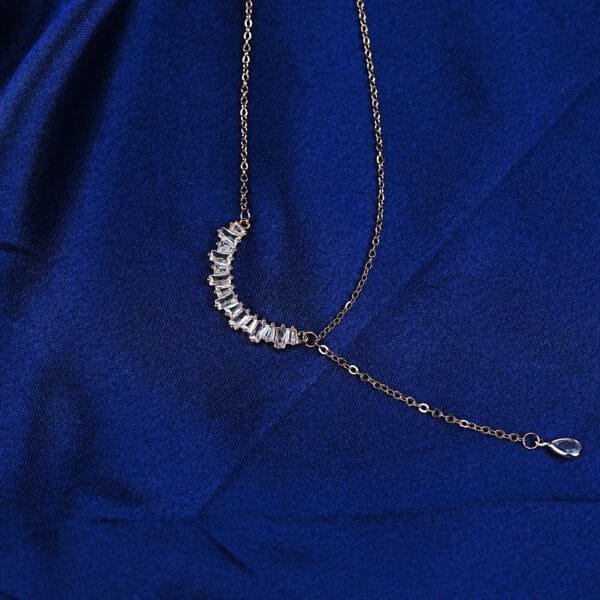 Stainless Steel Anti Tarnish AD Charm Pendant Necklace Chain for Women & Girls
