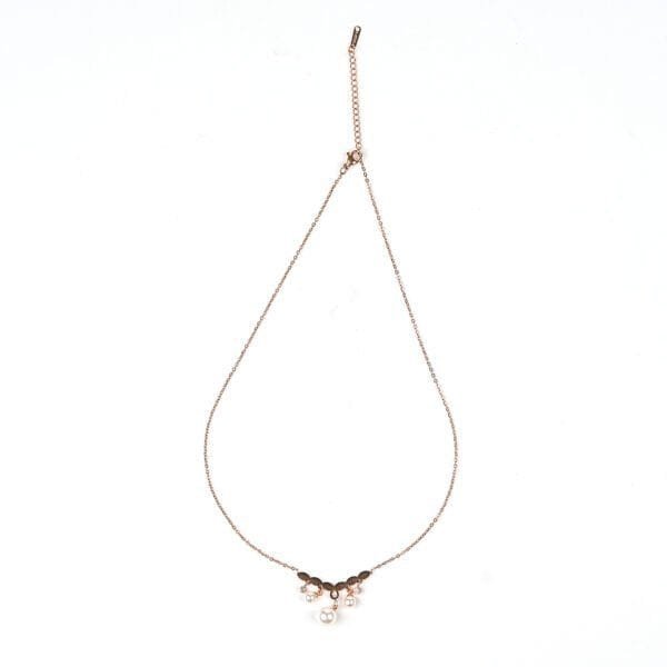 Stainless Steel Anti-Tarnish AD Pearls Pendant Necklace Chain for Women & Girls