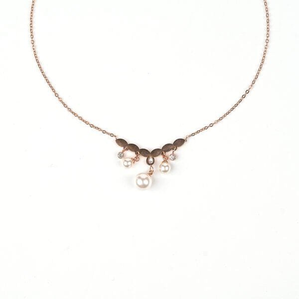 Stainless Steel Anti-Tarnish AD Pearls Pendant Necklace Chain for Women & Girls