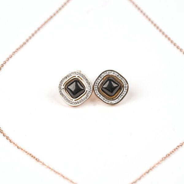 Stainless Steel Anti-Tarnish AD Pendant Necklace Chain & Earrings Set for Women & Girls
