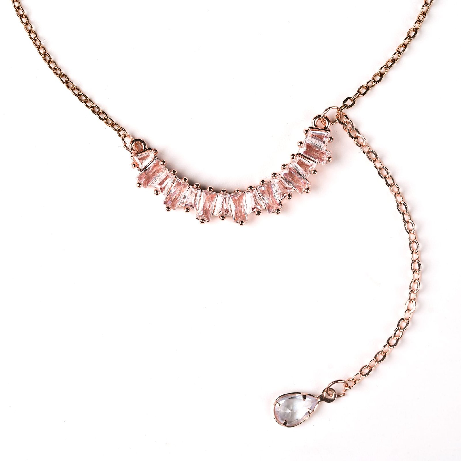 Stainless Steel Anti Tarnish AD Charm Pendant Necklace Chain for Women & Girls