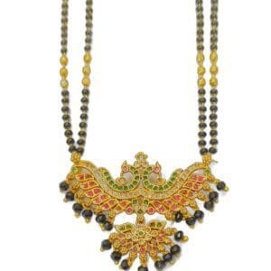 1 Gram Gold Plated Ruby Emerald AD Studded Designer Mangalsutra for Women