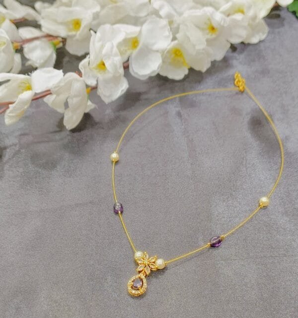 GP Invisible CZ Necklace Minimal Design Purple