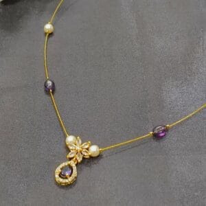 GP Invisible CZ Necklace Minimal Design Purple