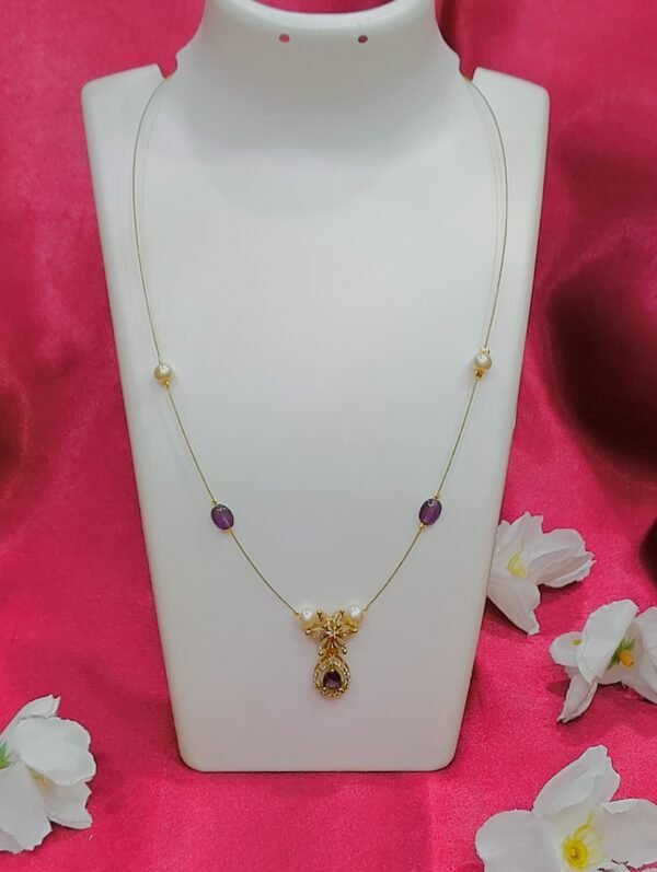 GP Invisible CZ Necklace Minimal Design Purple