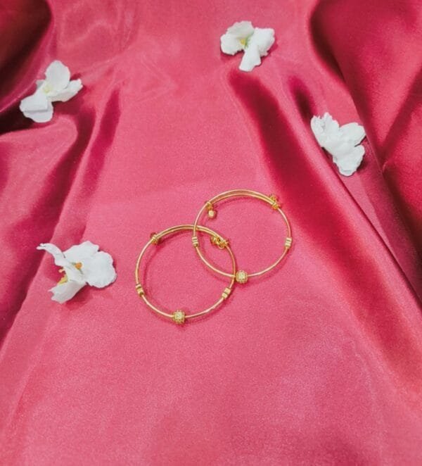 Gold Look CZ Studded Bangle Style Bracelet (Adjustable Size 2/6)
