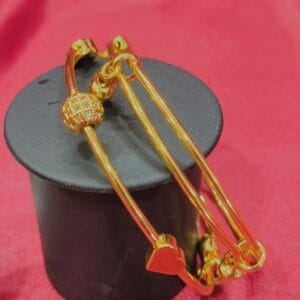 Gold Look CZ Studded Bangle Style Bracelet (Adjustable Size 2/6)