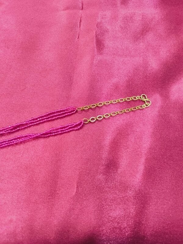 Traditional 1 Gram Gold Plated Necklace for Women – CZ Studded Pendant with Pink Crystal Beads & Pearl Drops
