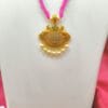 Traditional 1 Gram Gold Plated Necklace for Women – CZ Studded Pendant with Pink Crystal Beads & Pearl Drops