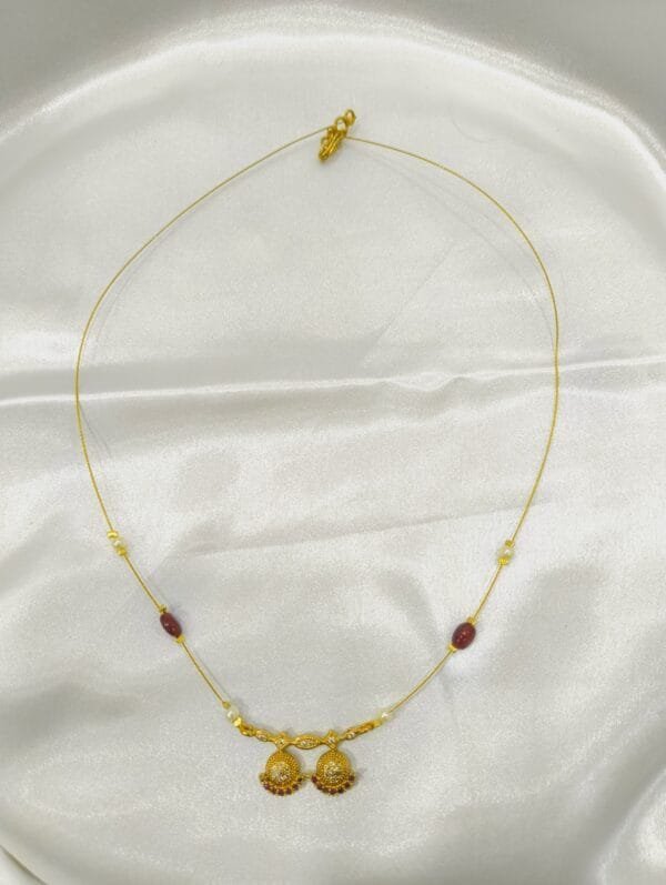 Gold Plated CZ Studded Minimal Invisible Chain Necklace – Elegant Lightweight Design for Everyday & Party Wear
