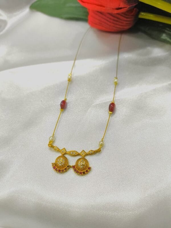 Gold Plated CZ Studded Minimal Invisible Chain Necklace – Elegant Lightweight Design for Everyday & Party Wear