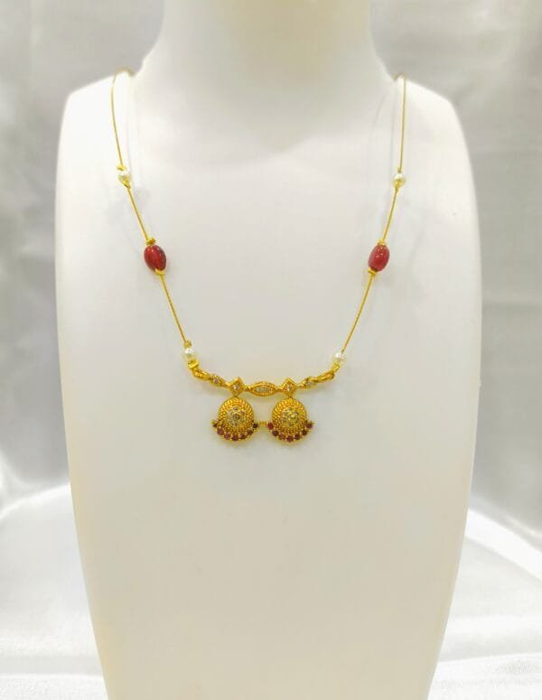 Gold Plated CZ Studded Minimal Invisible Chain Necklace – Elegant Lightweight Design for Everyday & Party Wear
