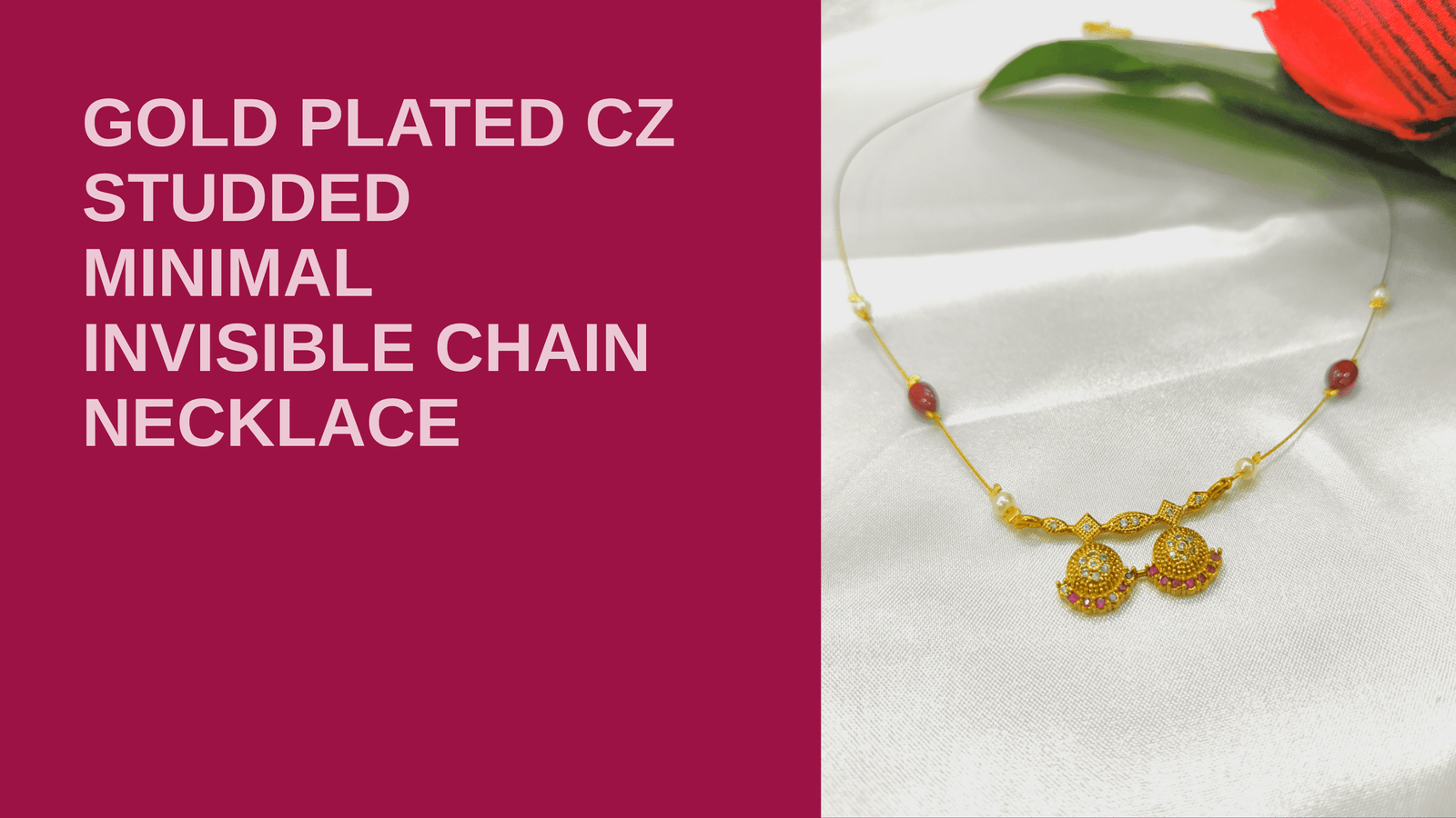 Gold Plated CZ Studded Minimal Invisible Chain Necklace