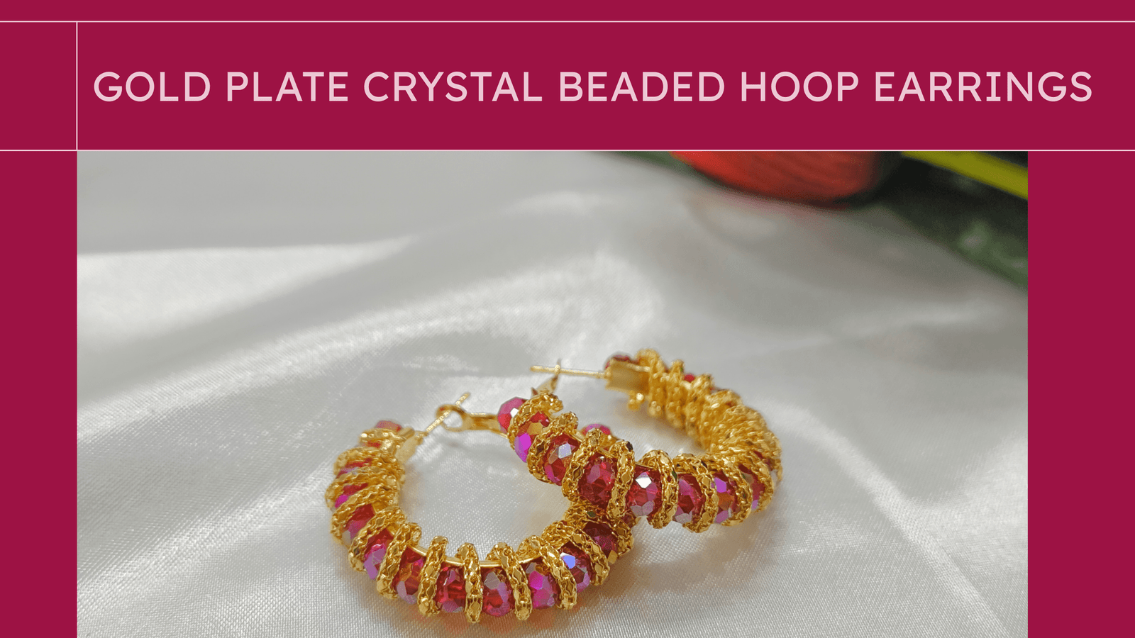 Gold Plated Red Crystal Beaded Hoop Earrings for Women & Girls – Festive and Party Wear