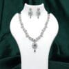 Rhodium-Plated American Diamond Necklace Set with Purple Stones Minimal