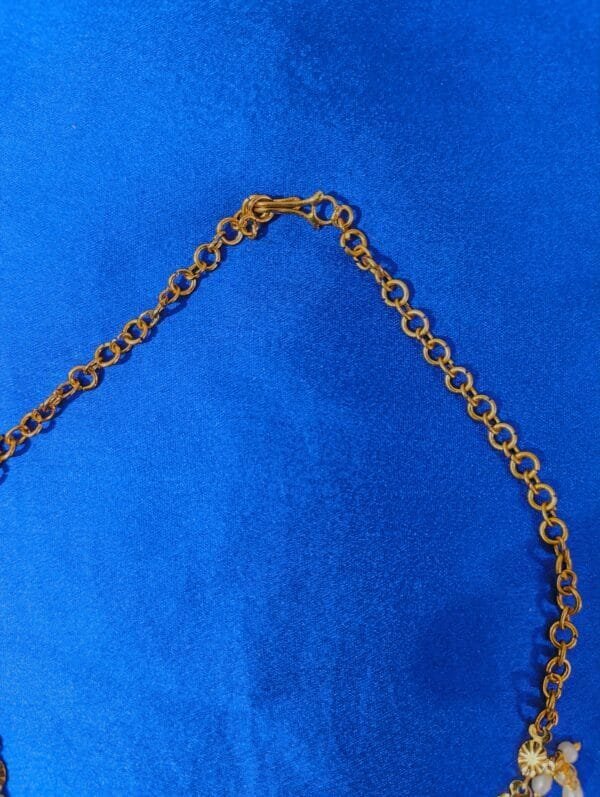 Gold Plated Handmade Necklace with Rice Pearls & Monalisa Beads – Traditional Designer Jewelry
