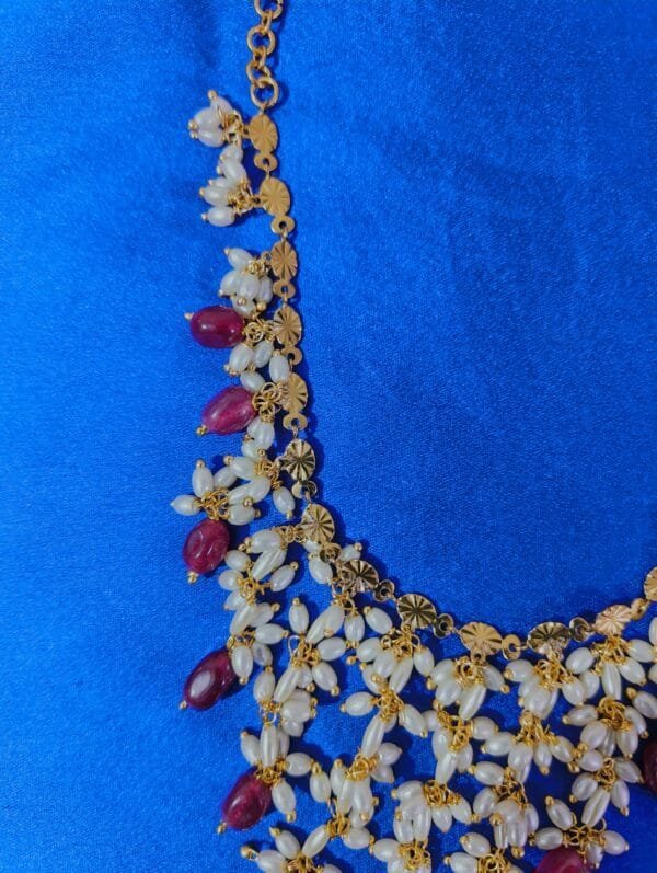 Gold Plated Handmade Necklace with Rice Pearls & Monalisa Beads – Traditional Designer Jewelry - Image 6
