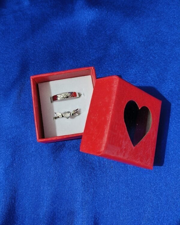 Silver Plated Adjustable Couple Finger Rings Pair – Romantic Matching Set for Gifting