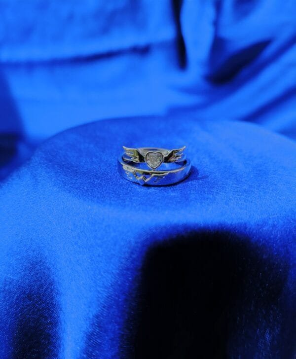 Silver Plated Adjustable Couple Finger Rings Pair – Romantic Matching Set for Gifting