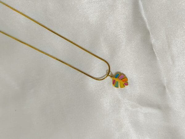 18k Gold Plated Anti-Tarnish Enamel Leaf Pendant With Chain