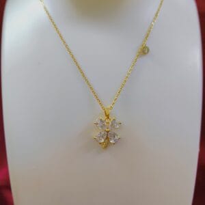 18K Gold Tone Anti Tarnish Floral Chain Necklace