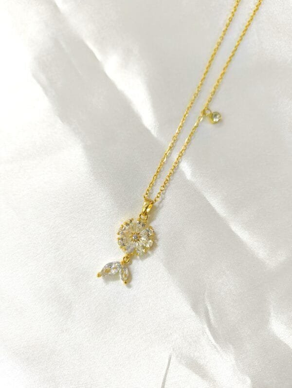18k Gold Plated AD CZ Studded Anti-Tarnish Chain Pendant for Women & Girls