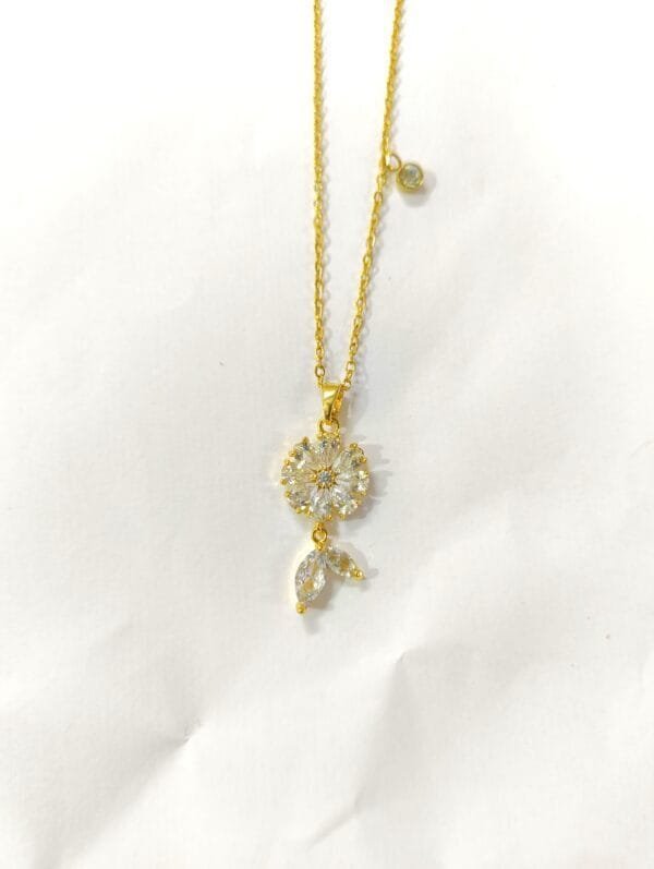 18k Gold Plated AD CZ Studded Anti-Tarnish Chain Pendant for Women & Girls