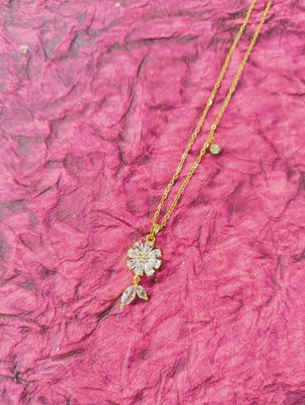 18k Gold Plated AD CZ Studded Anti-Tarnish Chain Pendant for Women & Girls
