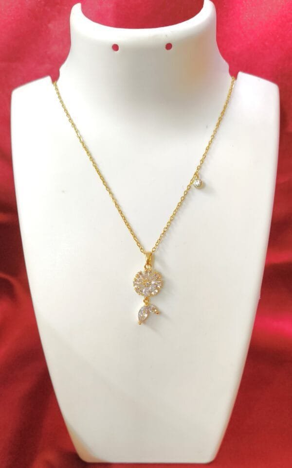 18k Gold Plated AD CZ Studded Anti-Tarnish Chain Pendant for Women & Girls