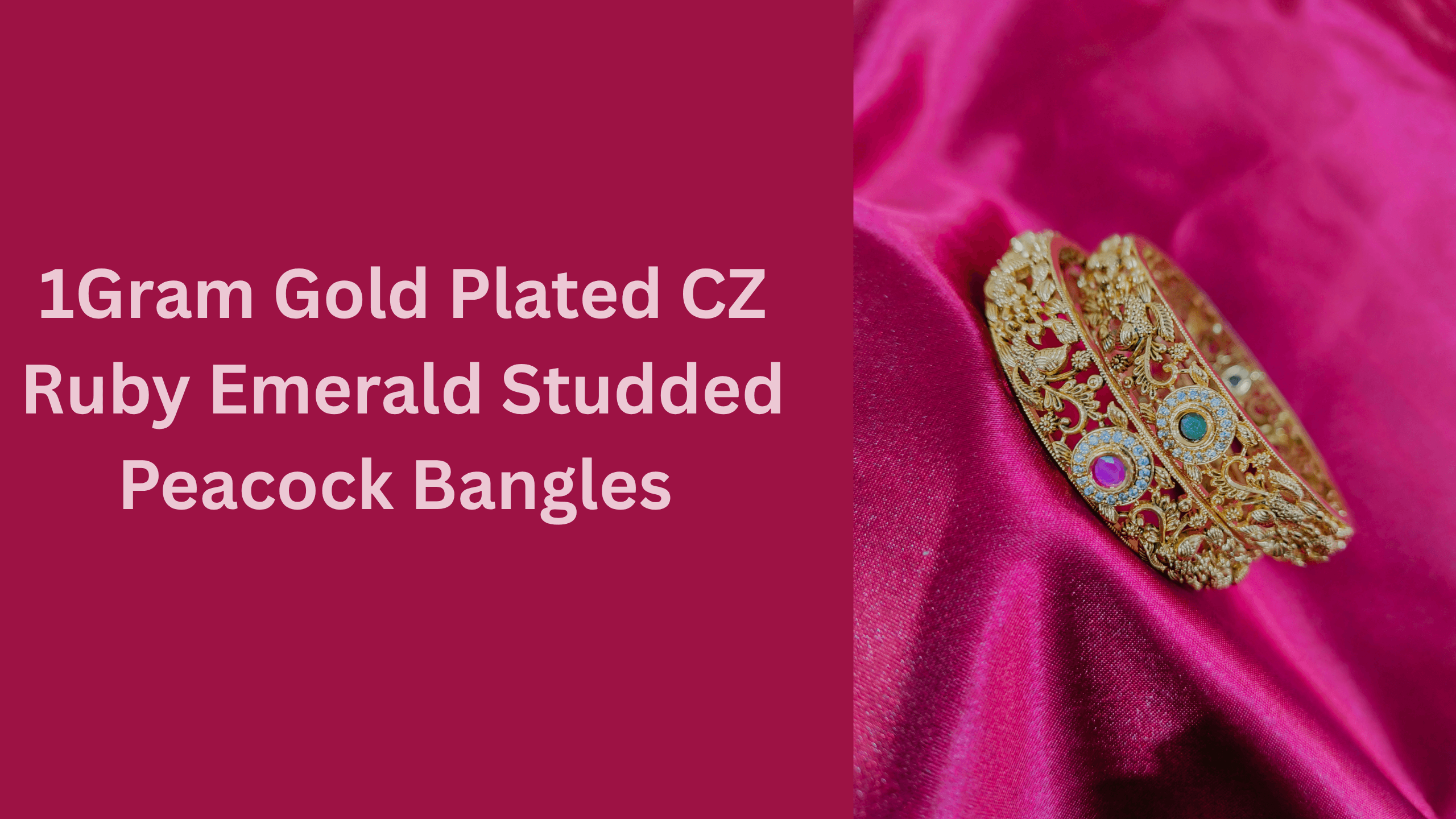 Gram Gold Plated CZ Ruby Emerald Studded Peacock Bangles