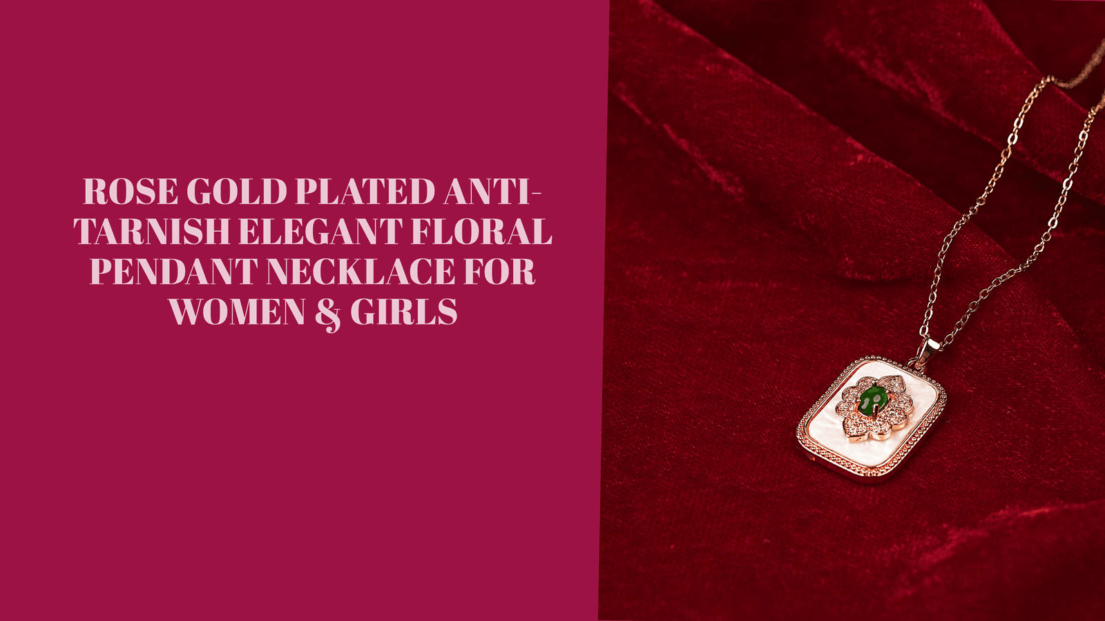 Rose Gold Plated Anti-Tarnish Elegant Floral Pendant Necklace for Women & Girls
