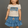 Stylish Baby Girl Skirt and T-Shirt Set – Ruffle Denim Skirt & Printed Top for Girls (3 to 6 Months)